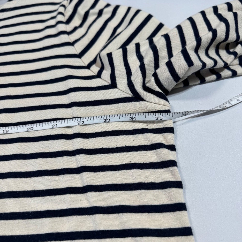 Nili Lotan Boat Neck Striped Top 2X Navy Cream Nautical Coastal Breton Preppy - Picture 7 of 10